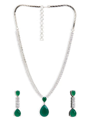 Diamante Emerald Pendent Necklace Set