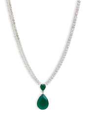 Diamante Emerald Pendent Necklace Set