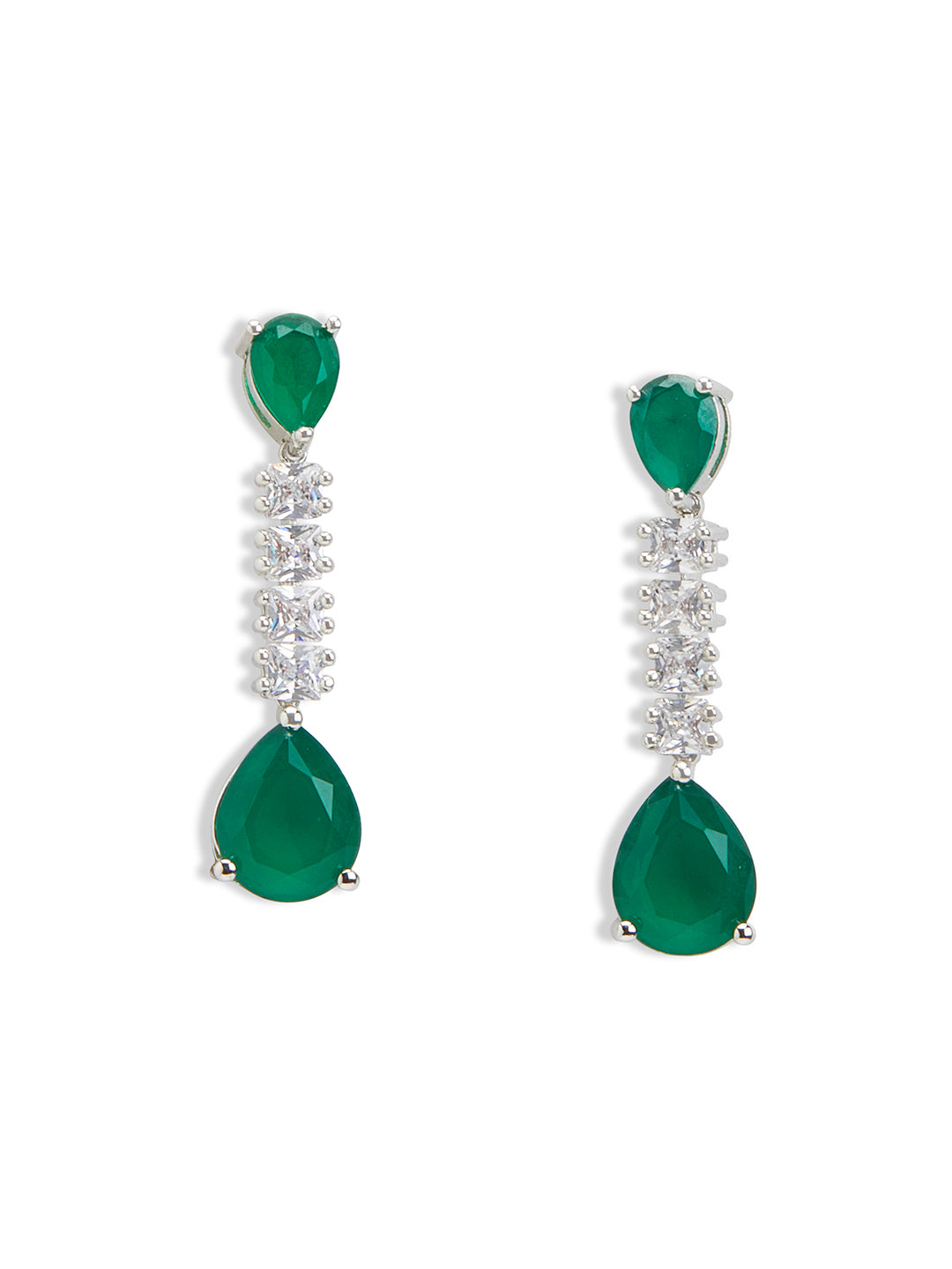 Diamante Emerald Pendent Necklace Set