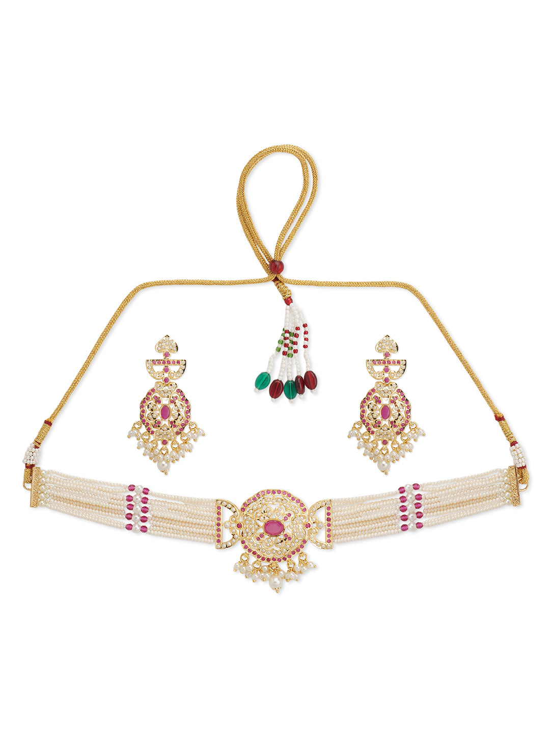 Meira Blush and Gold Choker Necklace Set