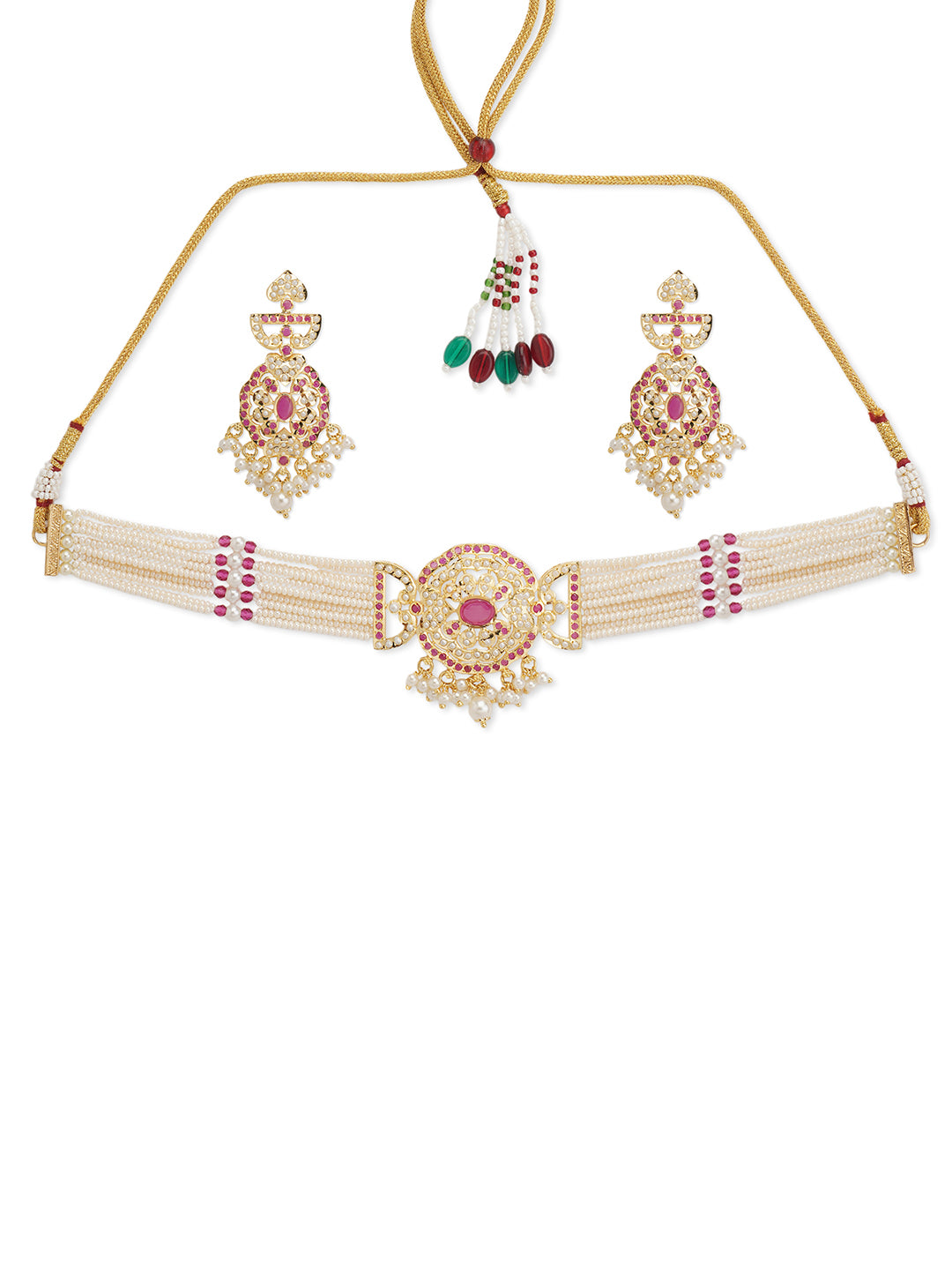 Meira Blush and Gold Choker Necklace Set