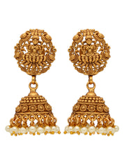 22k Gold Plated Divine Laxmi's Pearl Embrace Temple Necklace Set