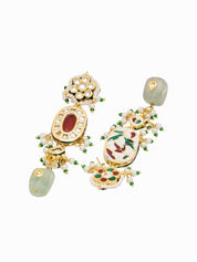 Victorian Elegance: Multicolored Kundan Necklace Set With Earrings