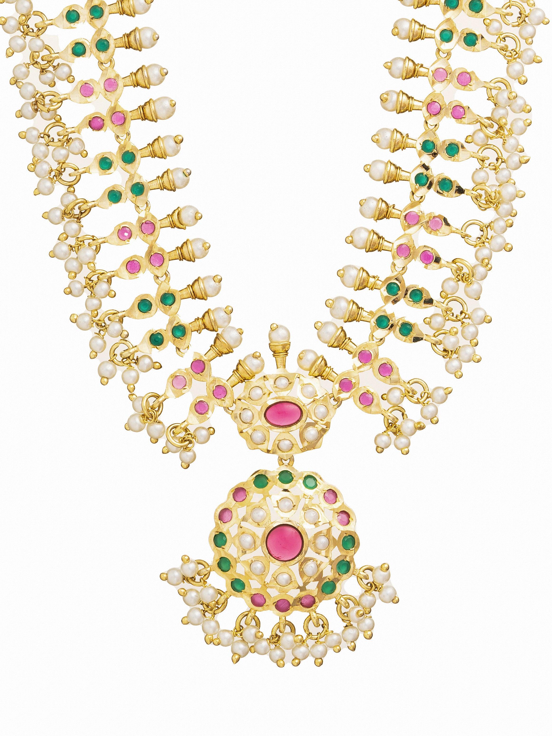 Gold Plated Kundan Choker With Pink And Green Stones