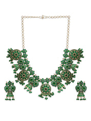 Bohemian Beauty Emerald Oxidised Necklace Set