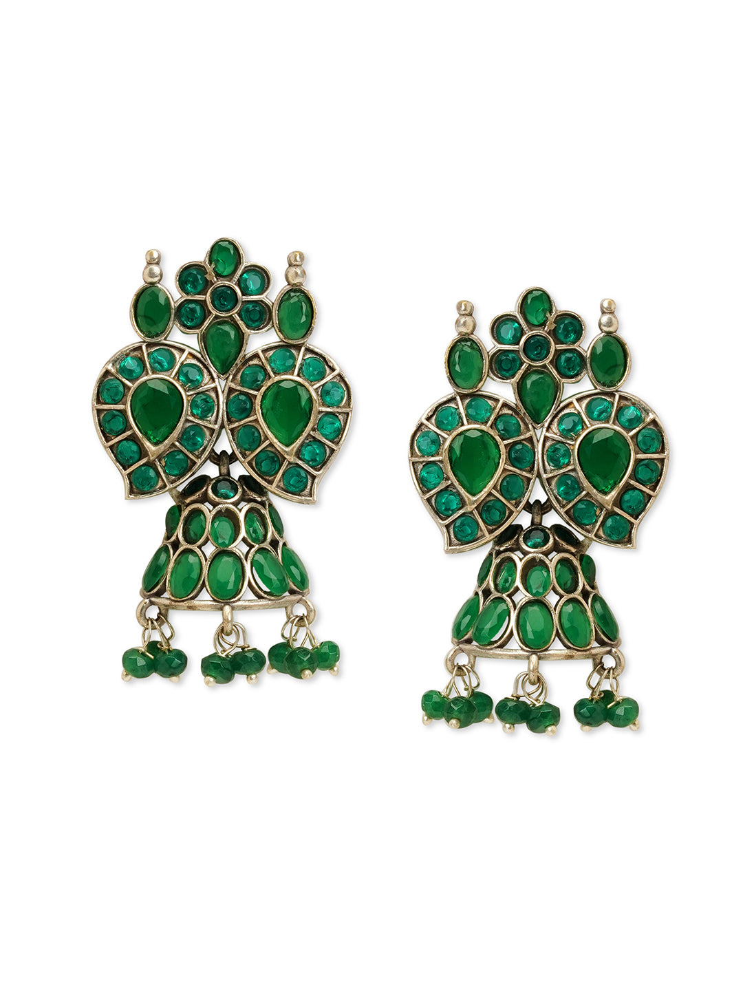 Bohemian Beauty Emerald Oxidised Necklace Set