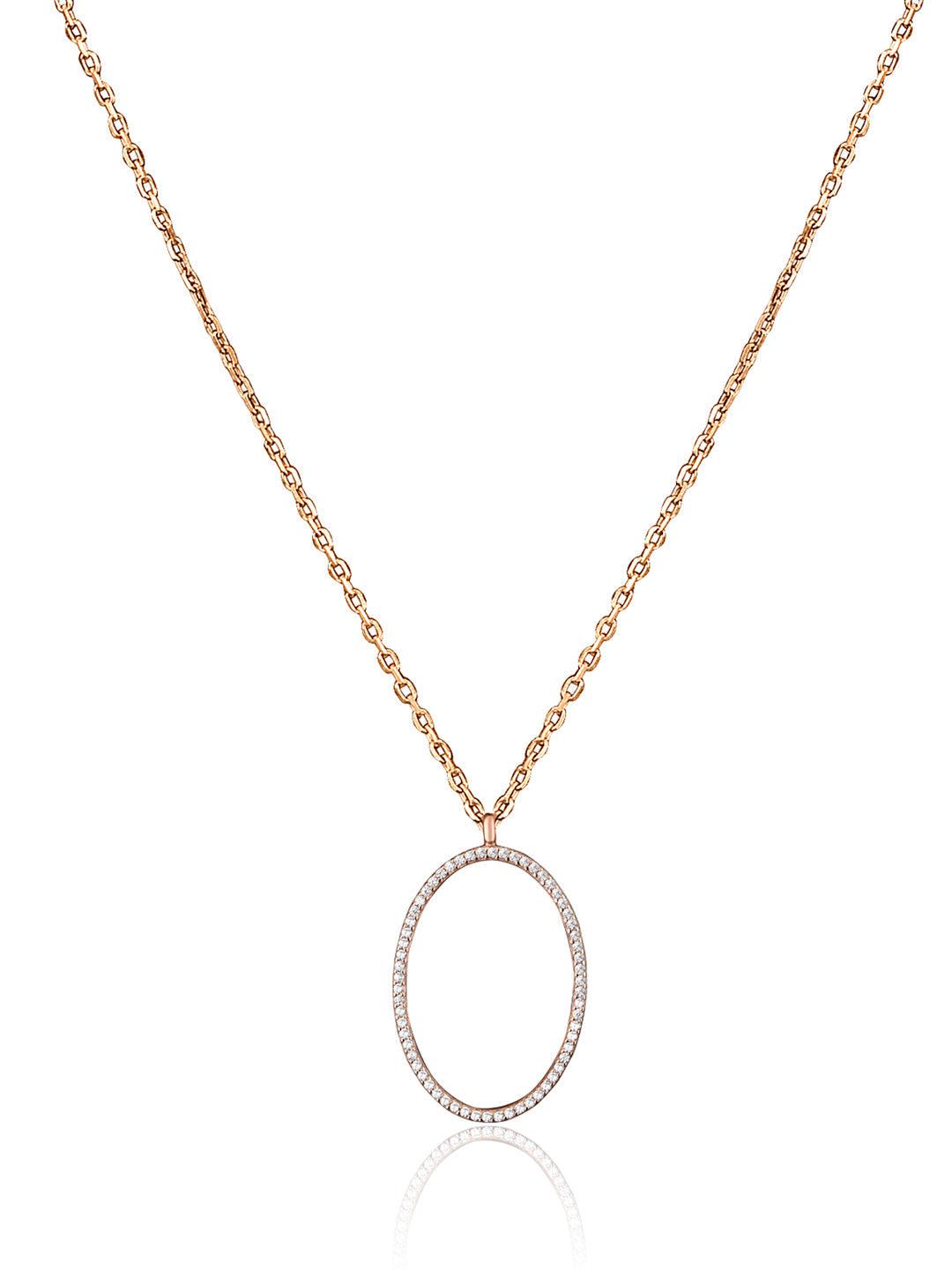 Pure Silver Loop Necklace Embellished With Cubic Zirconia Stones