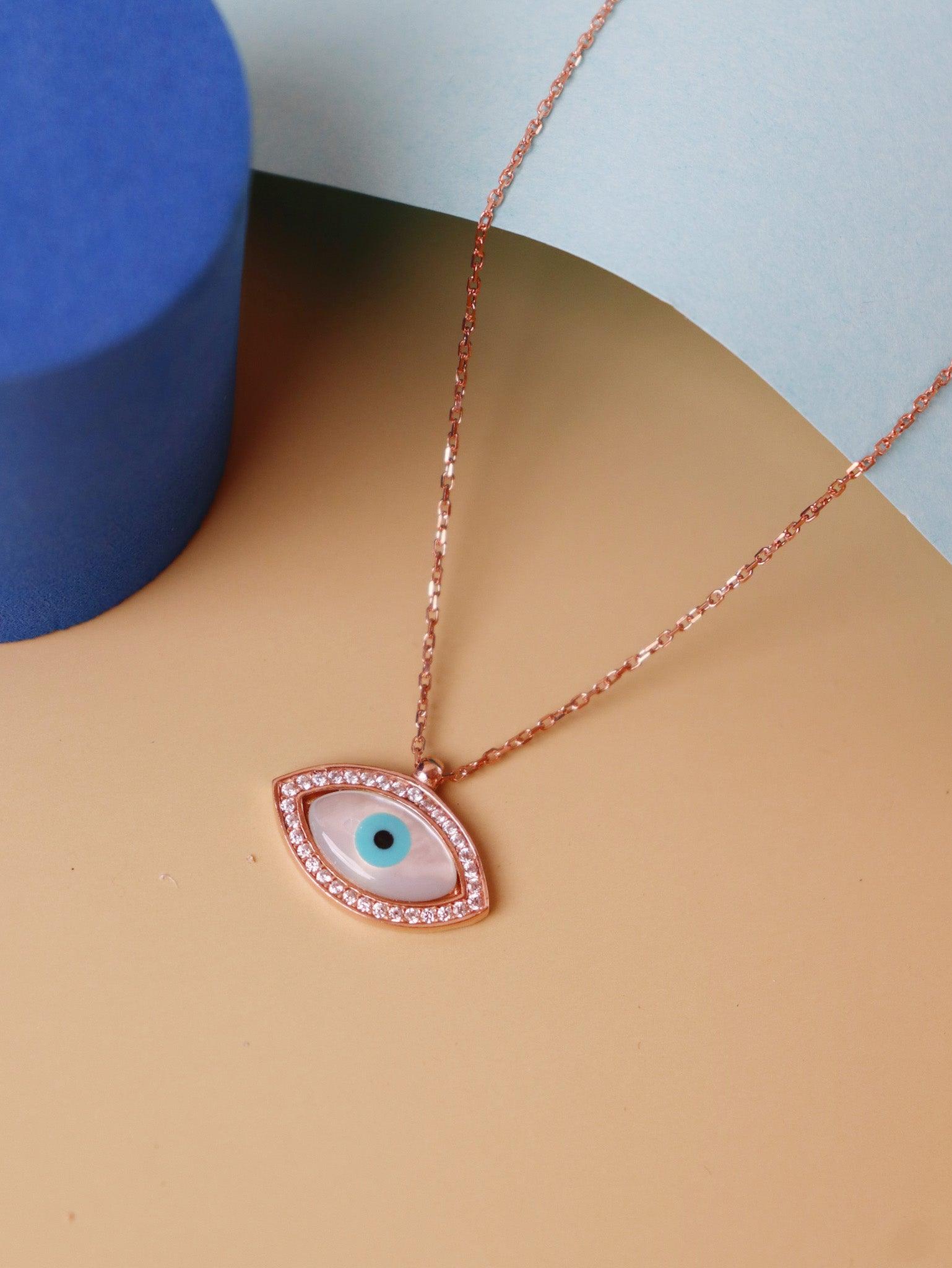 Rose Gold Plated Silver Evil Eye Necklace