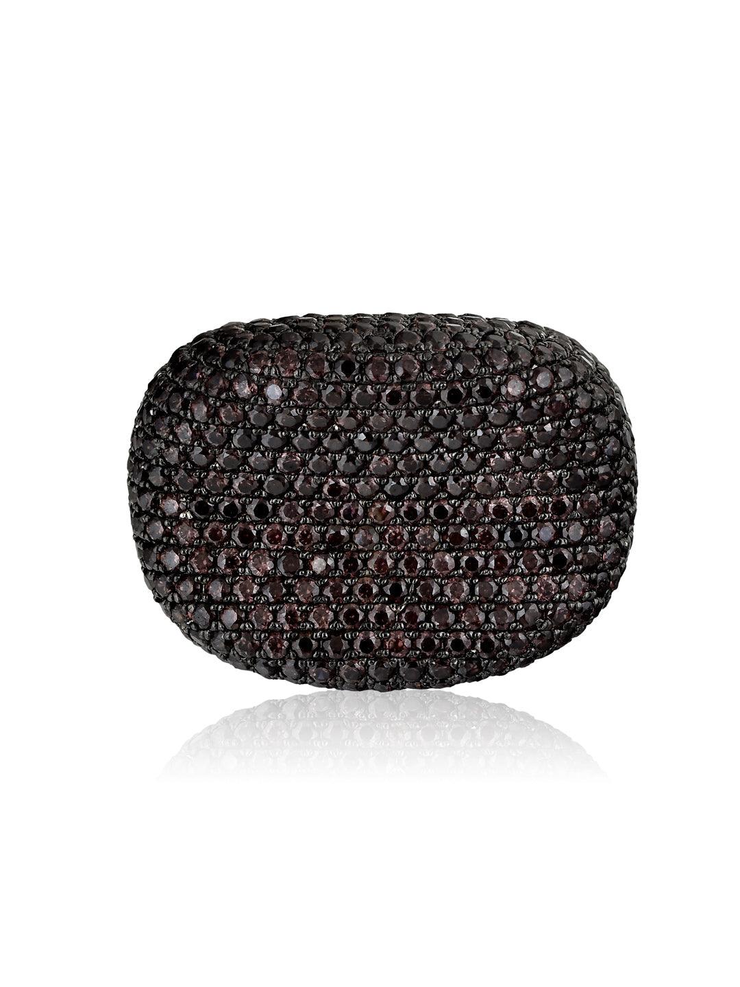 Rock Brown Cubic Zirconia Pure Silver Ring