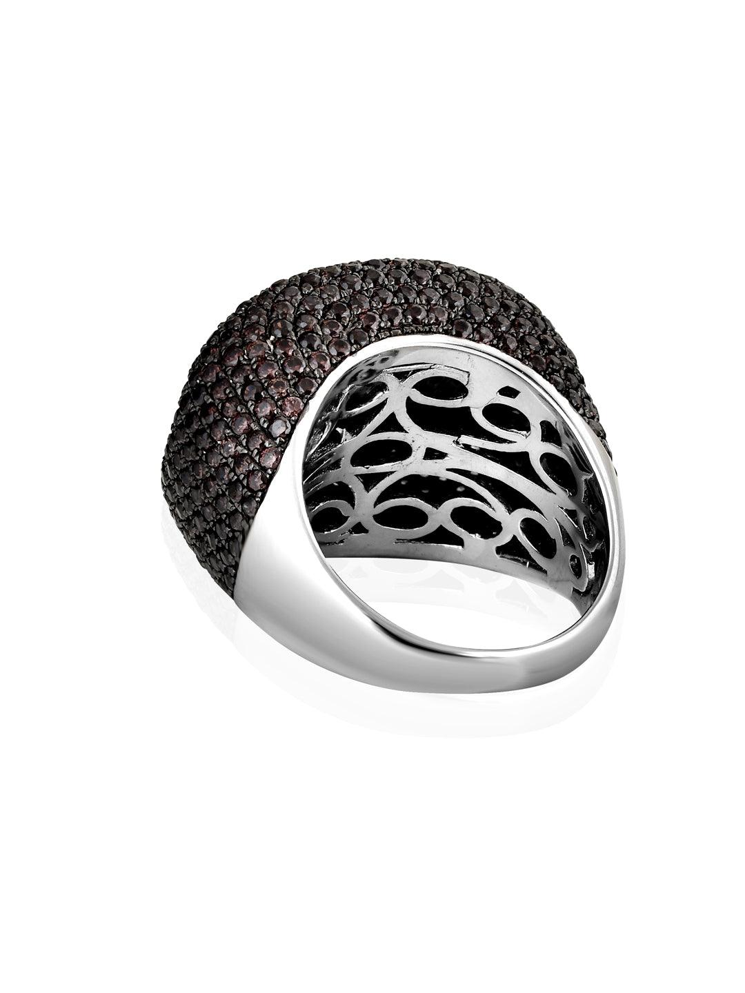 Rock Brown Cubic Zirconia Pure Silver Ring