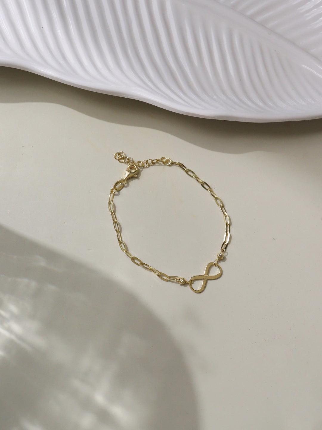 Gold Plated Pure Silver Infinity Bracelet - Curio Cottage