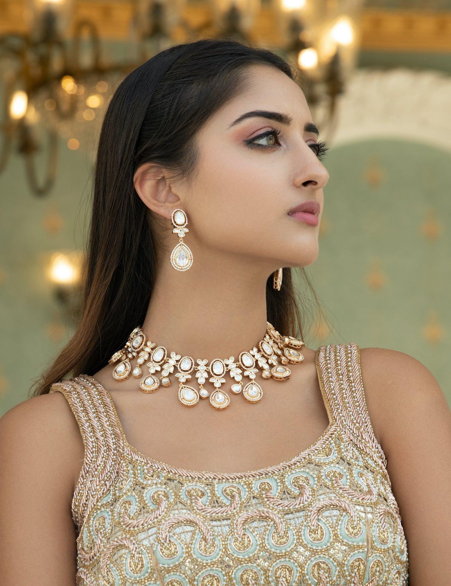 Bridal Drops of Kundan Necklace Set - Curio Cottage