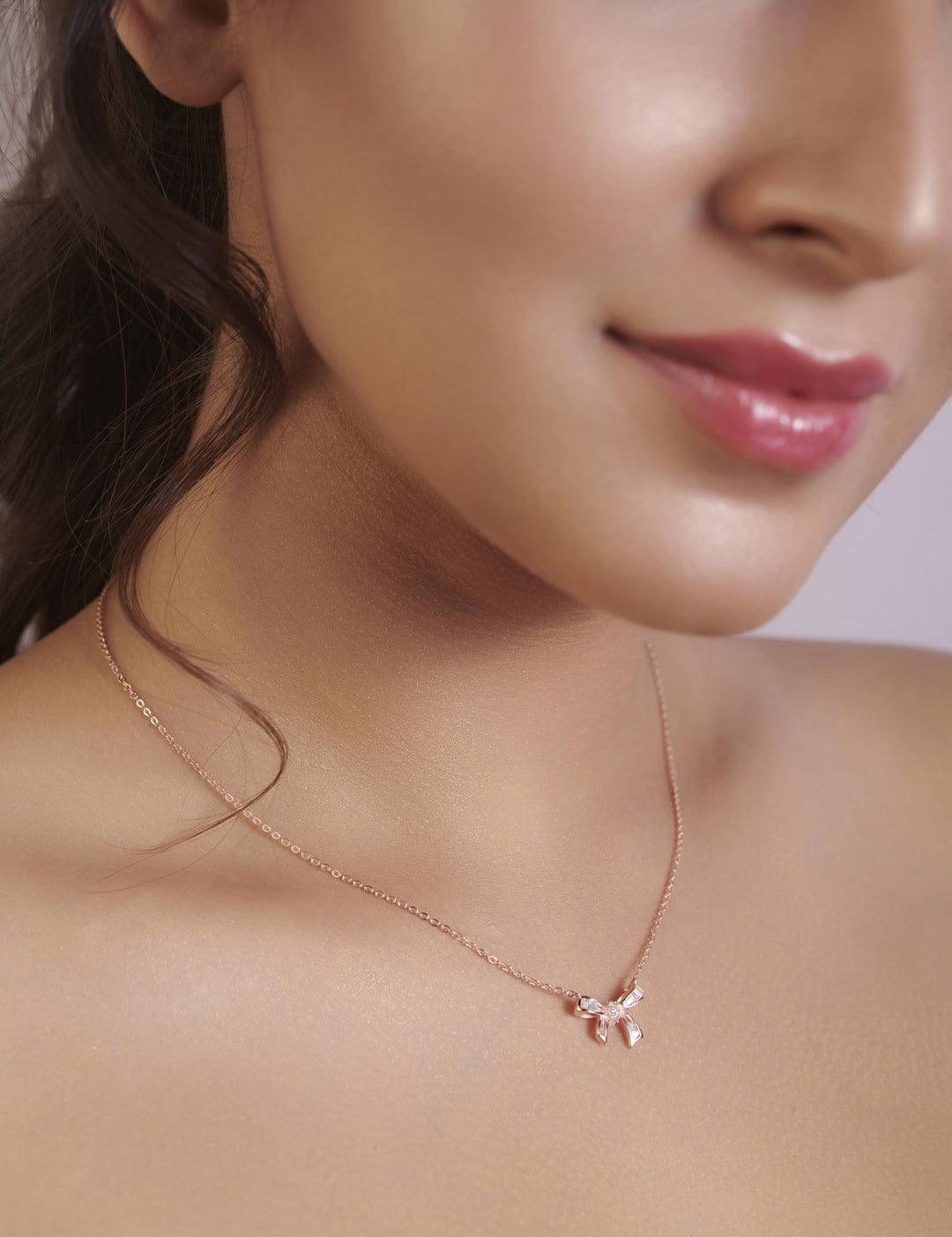 Knot of Love Rose Gold Plated Pure Silver Necklace - Curio Cottage